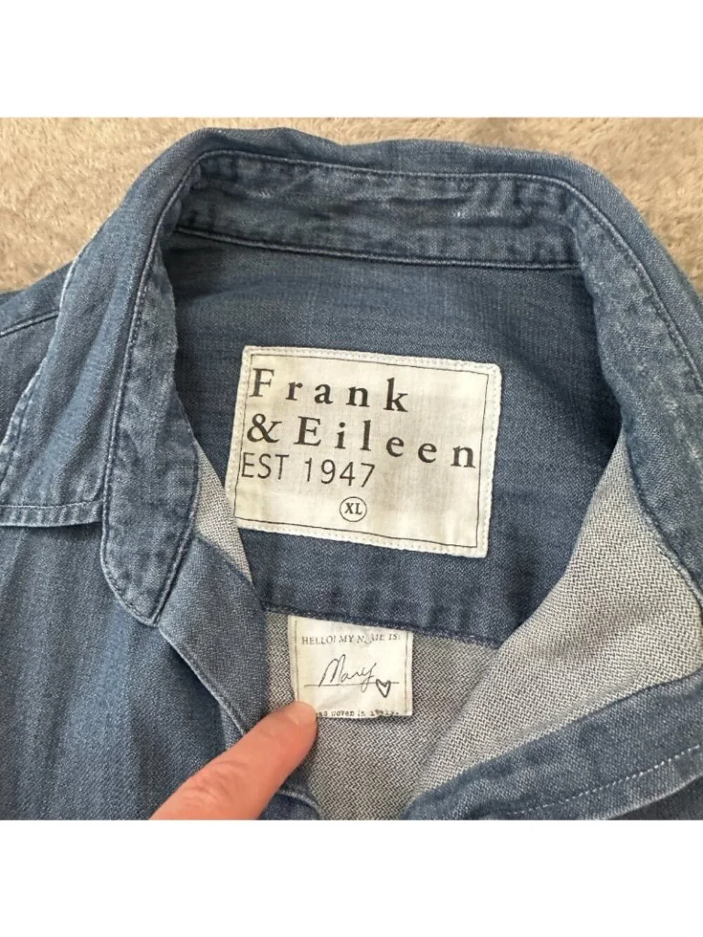 Frank & Eileen Mary Shirt Dress XL Distressed Button Down Vintage Stonewash - Picture 4 of 8